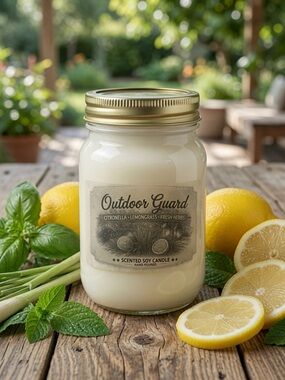 16oz Outdoor Guard Candle | Citronella Lemon Peel | Natural Insect Repellent